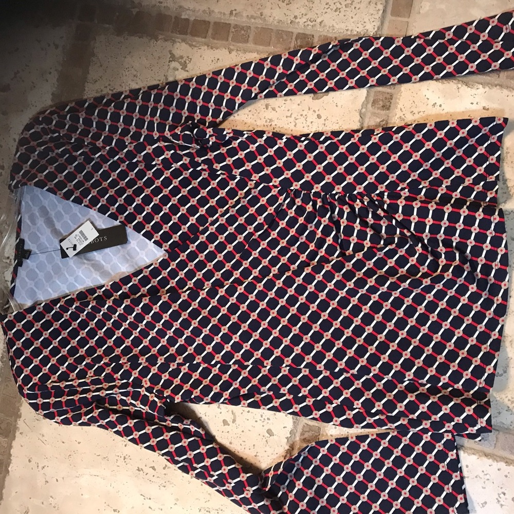 Talbots blouse red,whit and blue